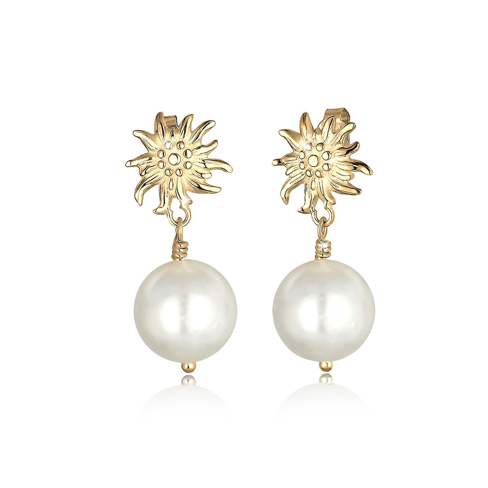 Elli Elli Boucles d'Oreilles Femmes Pendentif d'oreilles Édelweiss Dirndl avec Perle d Boucles d'oreilles