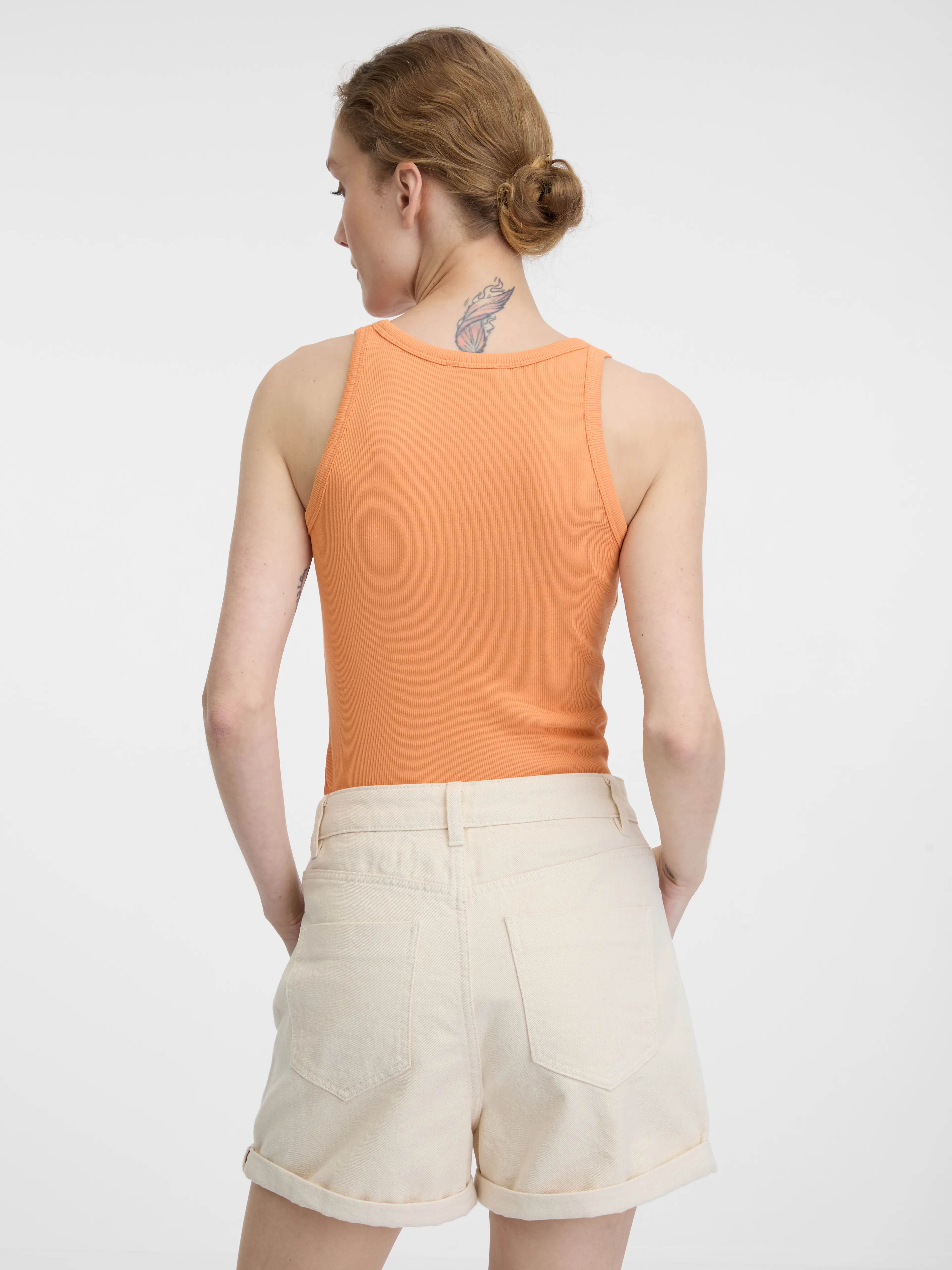Orangefarbenes Damen-Crop-Tank-Top ORSAY