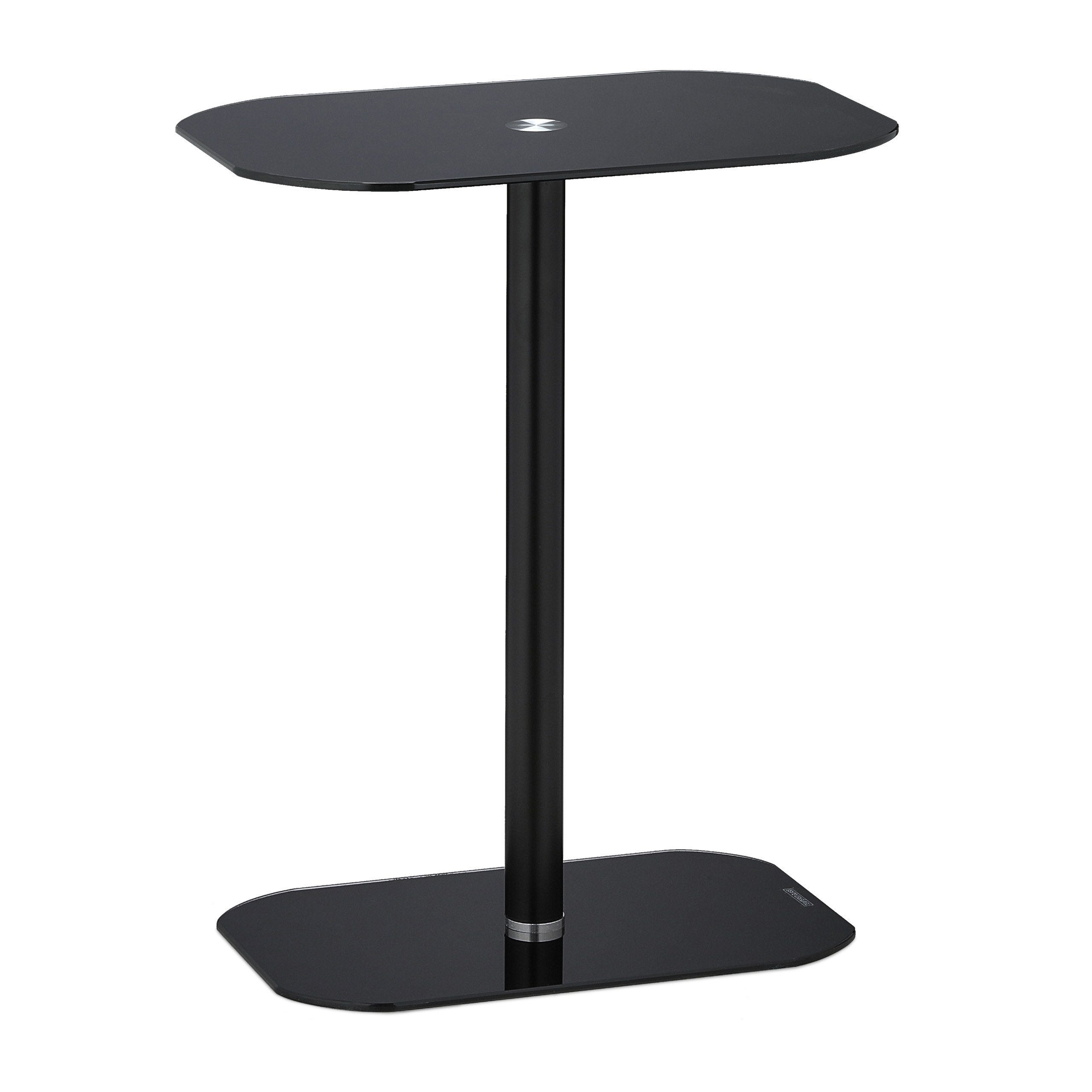 relaxdays Beistelltisch Schwarzer Beistelltisch Glas
