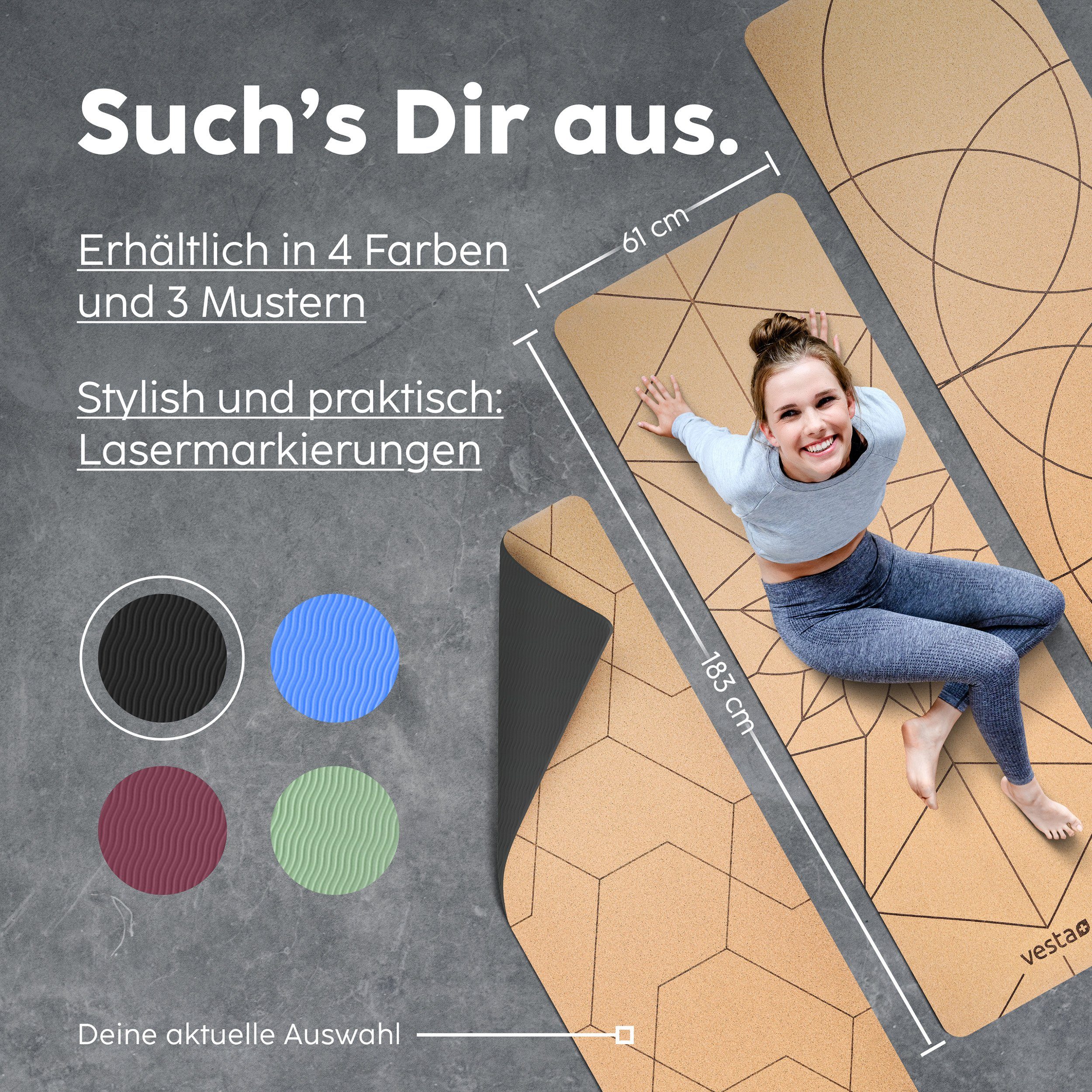 Vesta+ Yogamatte Vesta+ Yogamatte Vesta+ Yogamatte Kork TPE (1x Yogamatte Kork TPE, 1x Fitness App Zugang), Vesta+ Yogamatte Vesta+ Yogamatte Kork TPE