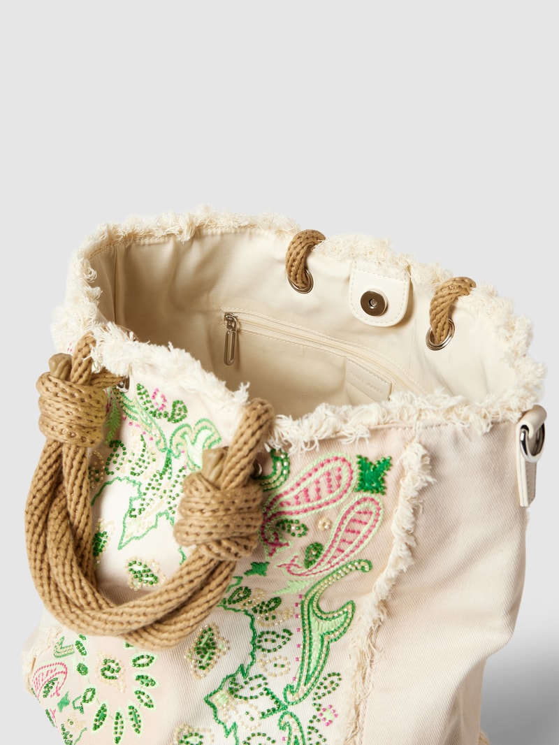 Tote Bag mit Zierbesatz in sand