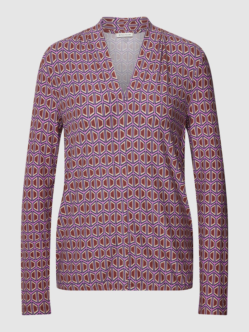 Longsleeve mit V-Ausschnitt in mittelbraun