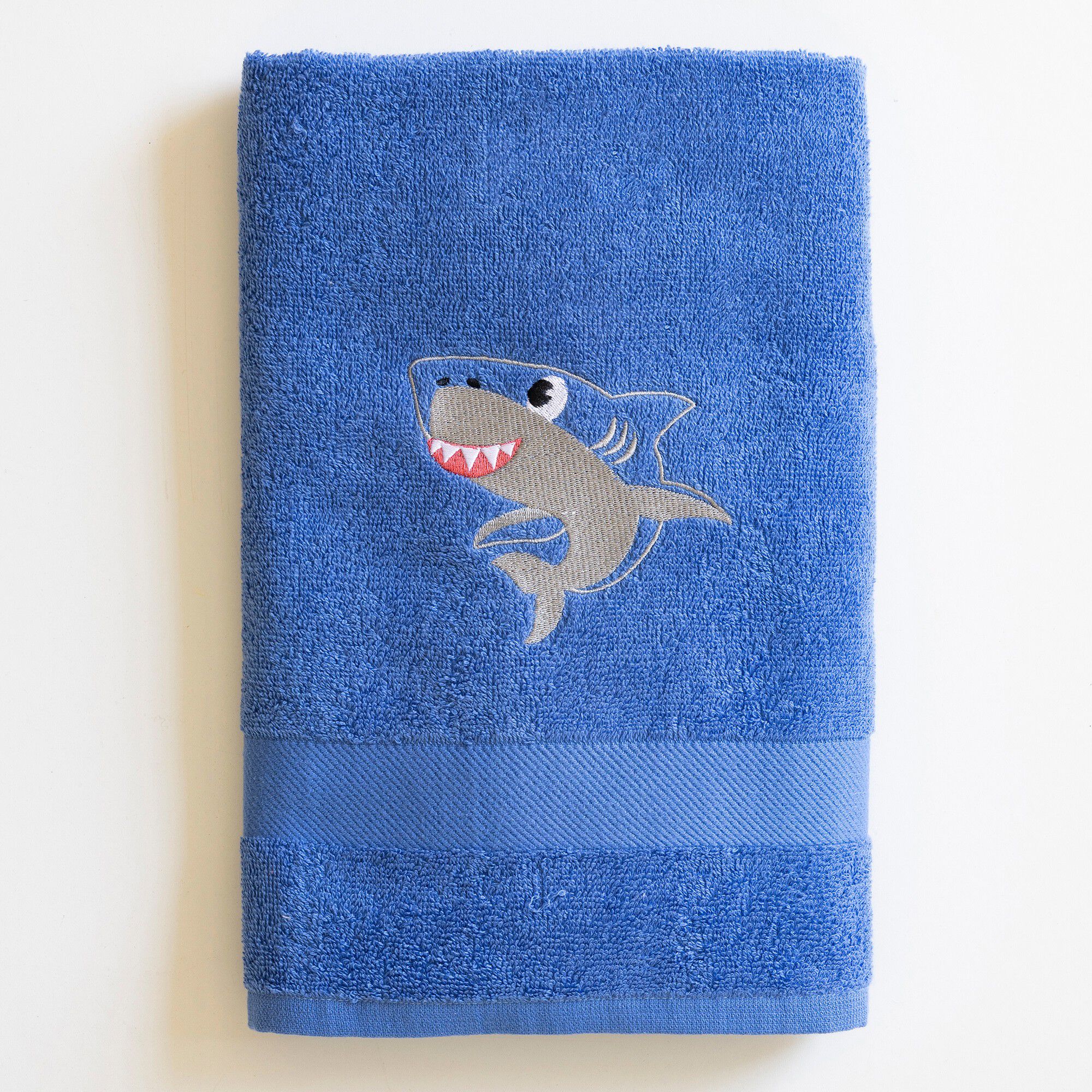 Collection éponge enfant brodée requin coton
