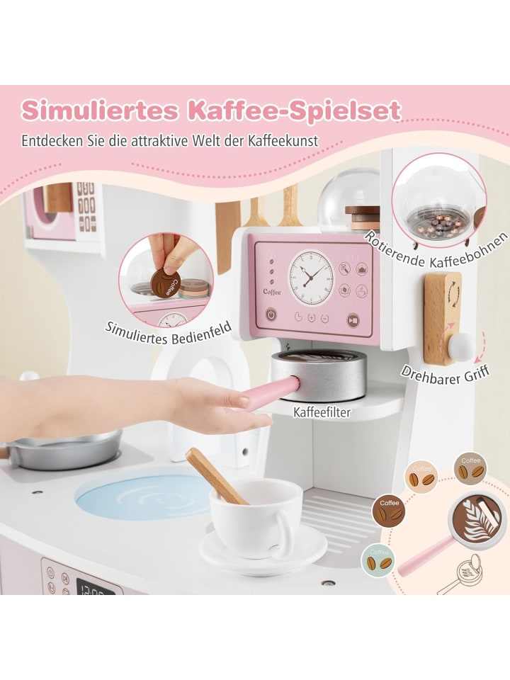 COSTWAY Kinderküche mit Zubehör in Rosa günstig kaufen onesize