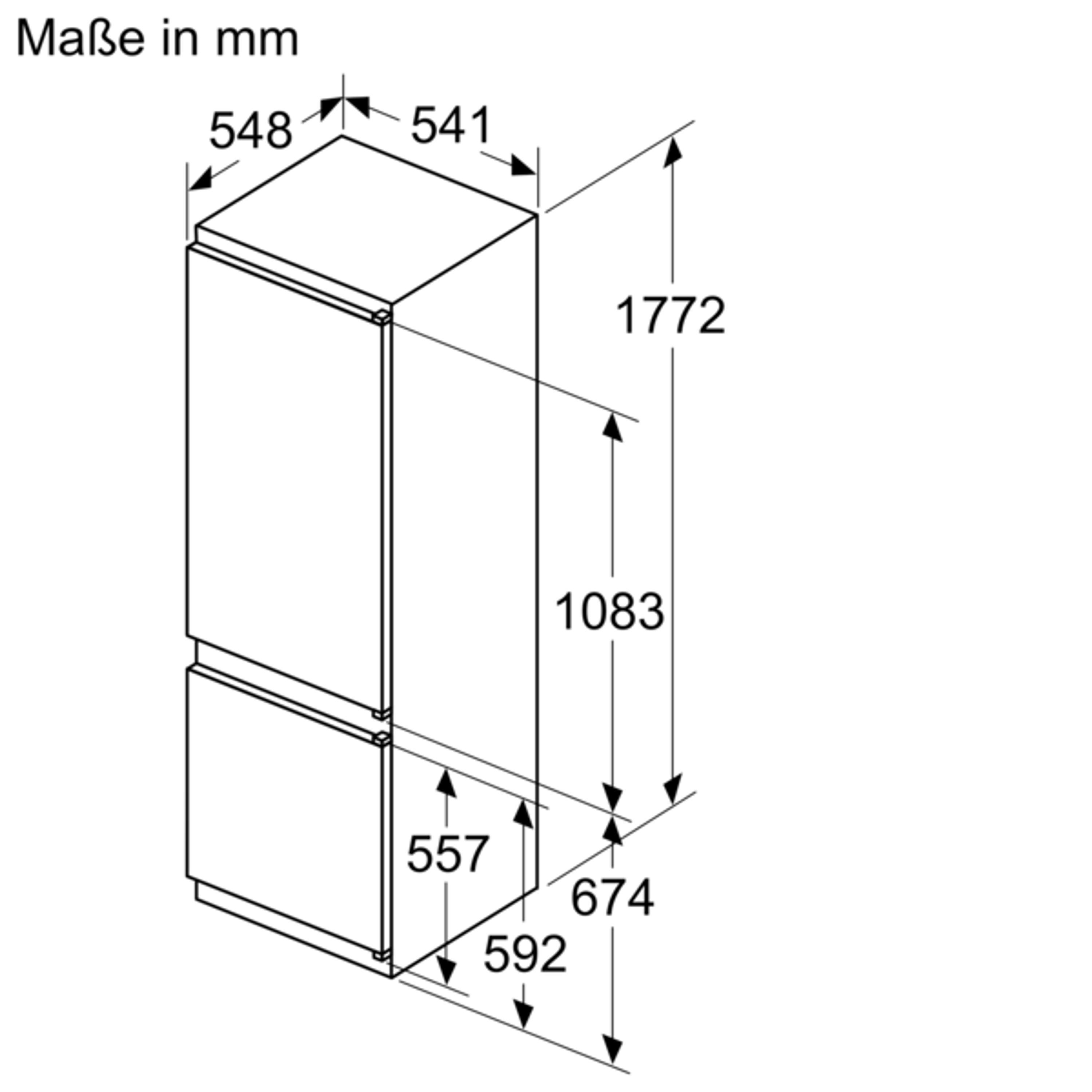 SIEMENS Einbaukühlgefrierkombination KI87VVSE0, 177.2 cm hoch, 54.1 cm breit, hyperFresh Schublade, lowFrost, bigBox, bottleRack