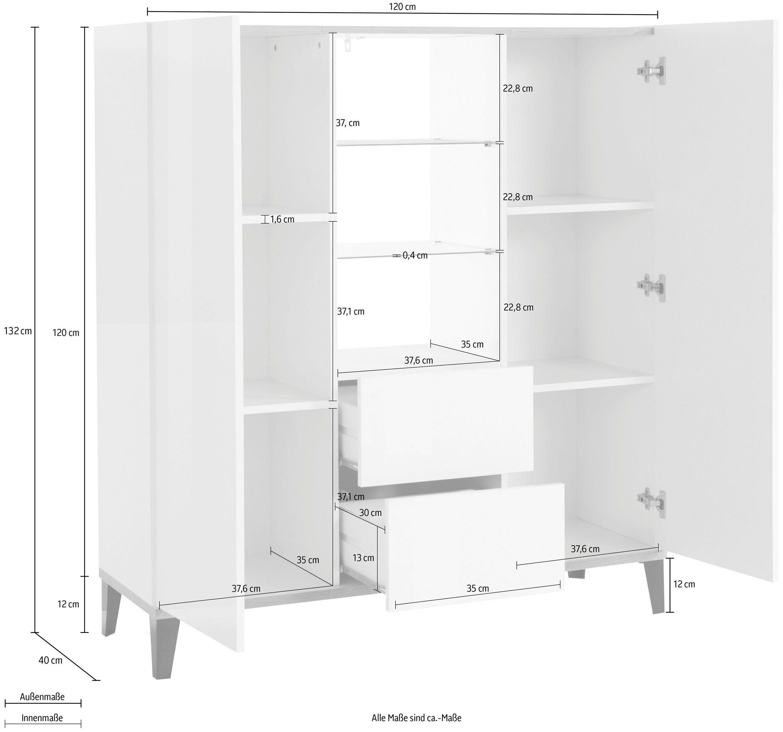 INOSIGN Highboard sunrise, Breite 120 cm