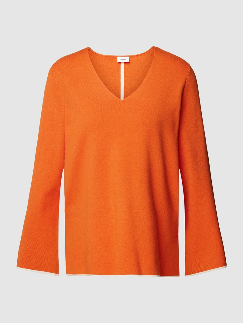 Strickpullover mit V-Ausschnitt in orange