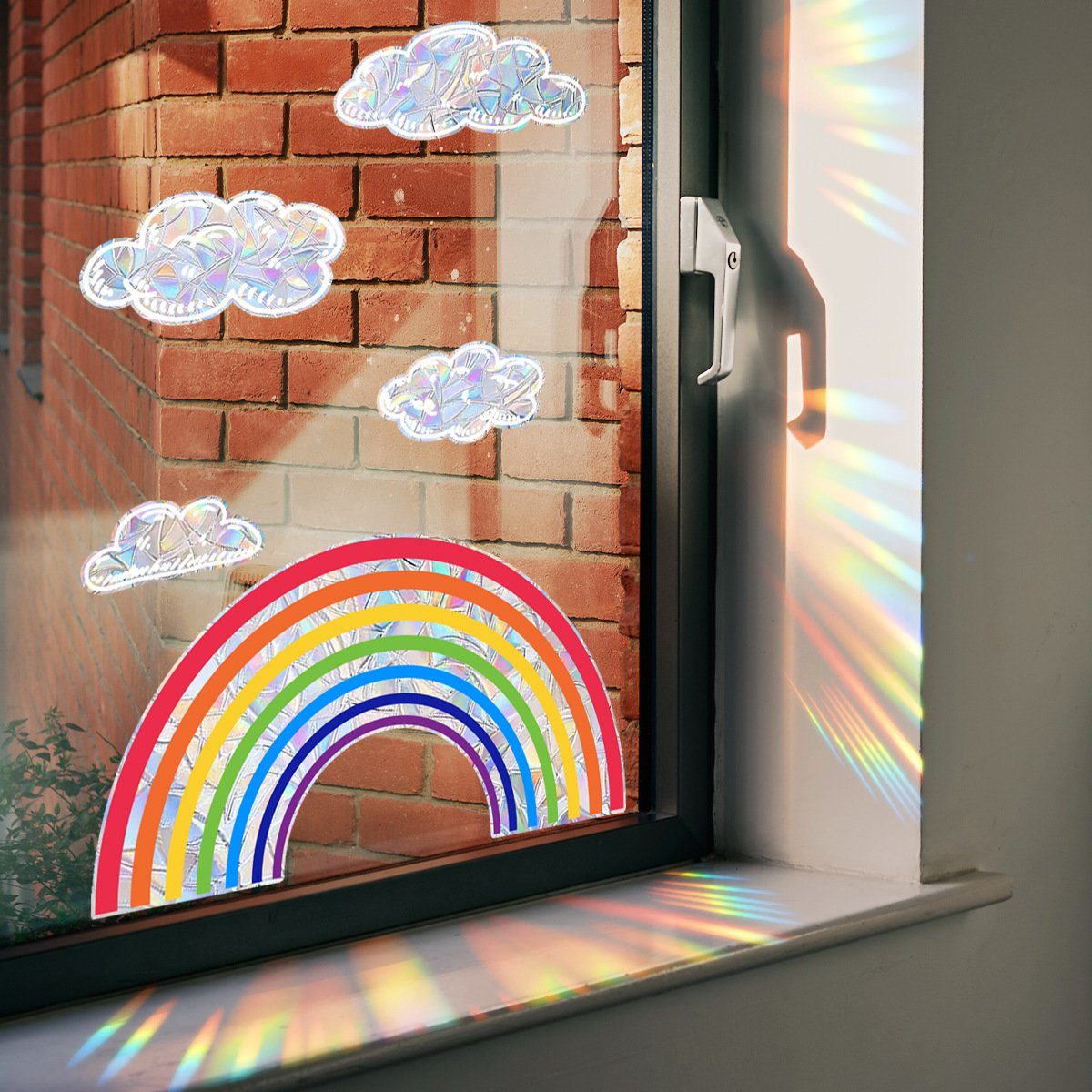 Fenstersticker Bunter Regenbogen-Sonnenlicht-Fensteraufkleber, Aatrx