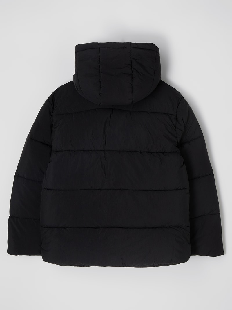 Steppjacke mit abnehmbarer Kapuze in schwarz