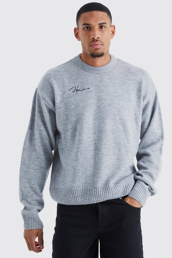 Tall kastiger gerippter Homme Strick-Pullover