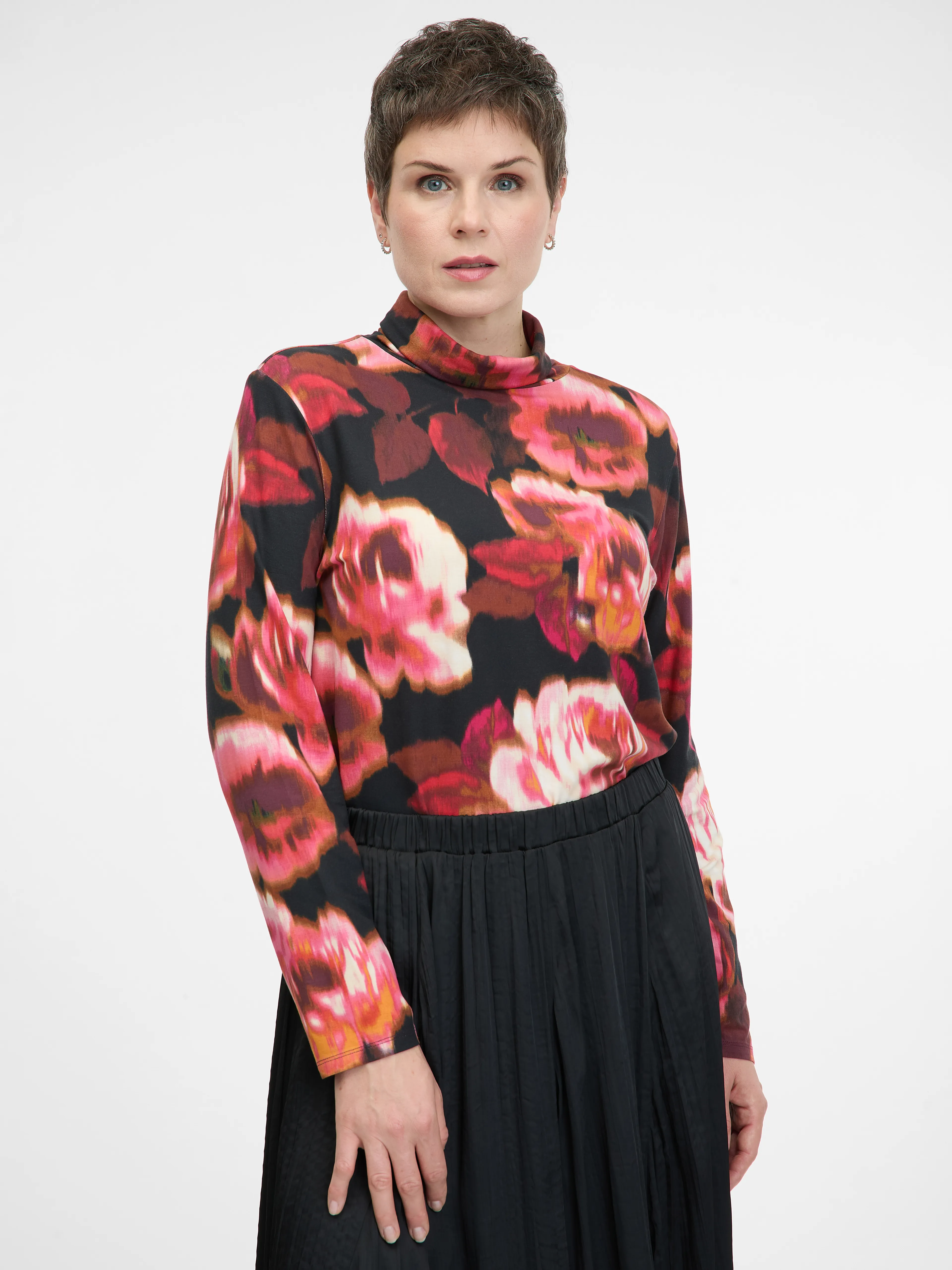 Rot gemustertes Damen-Langarm-T-Shirt ORSAY