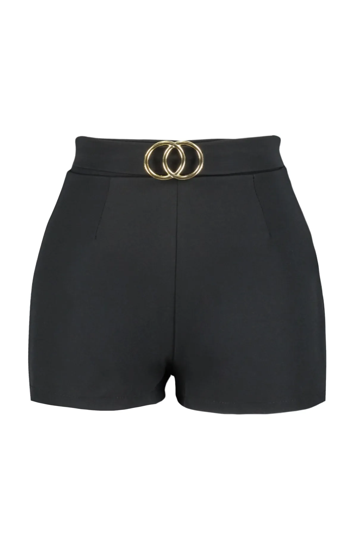 Trendyol Collection  Schwarze Super-Mini-Webshorts mit Gürtel TWOAW21SR0078