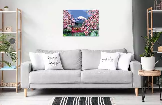 CreArt Leinwand Japanische Kirschblüten - Malen nach Zahlen für Erwachsene