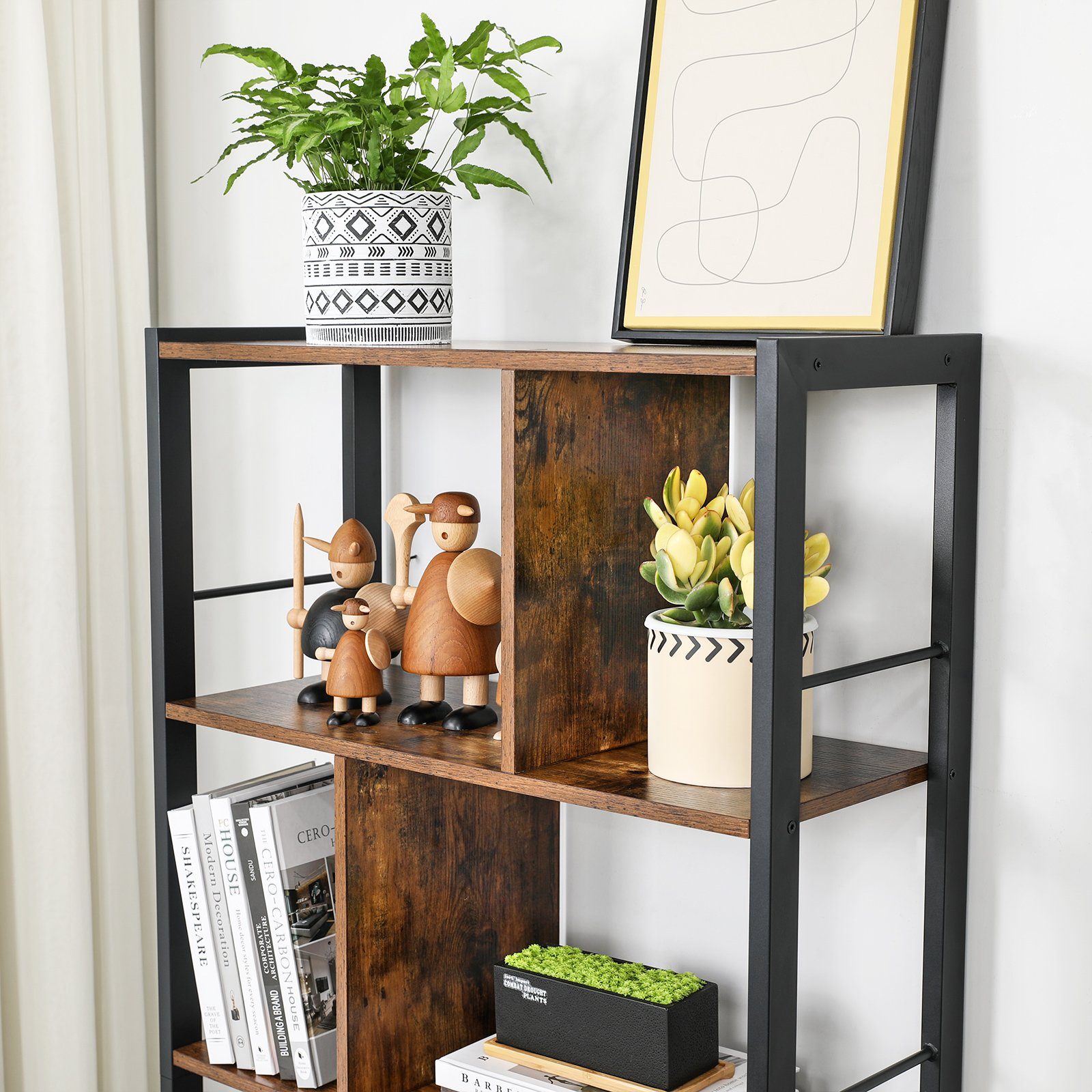 VASAGLE Bücherregal Standregal, Stahlgestell, 74 x 30 x 154,5 cm