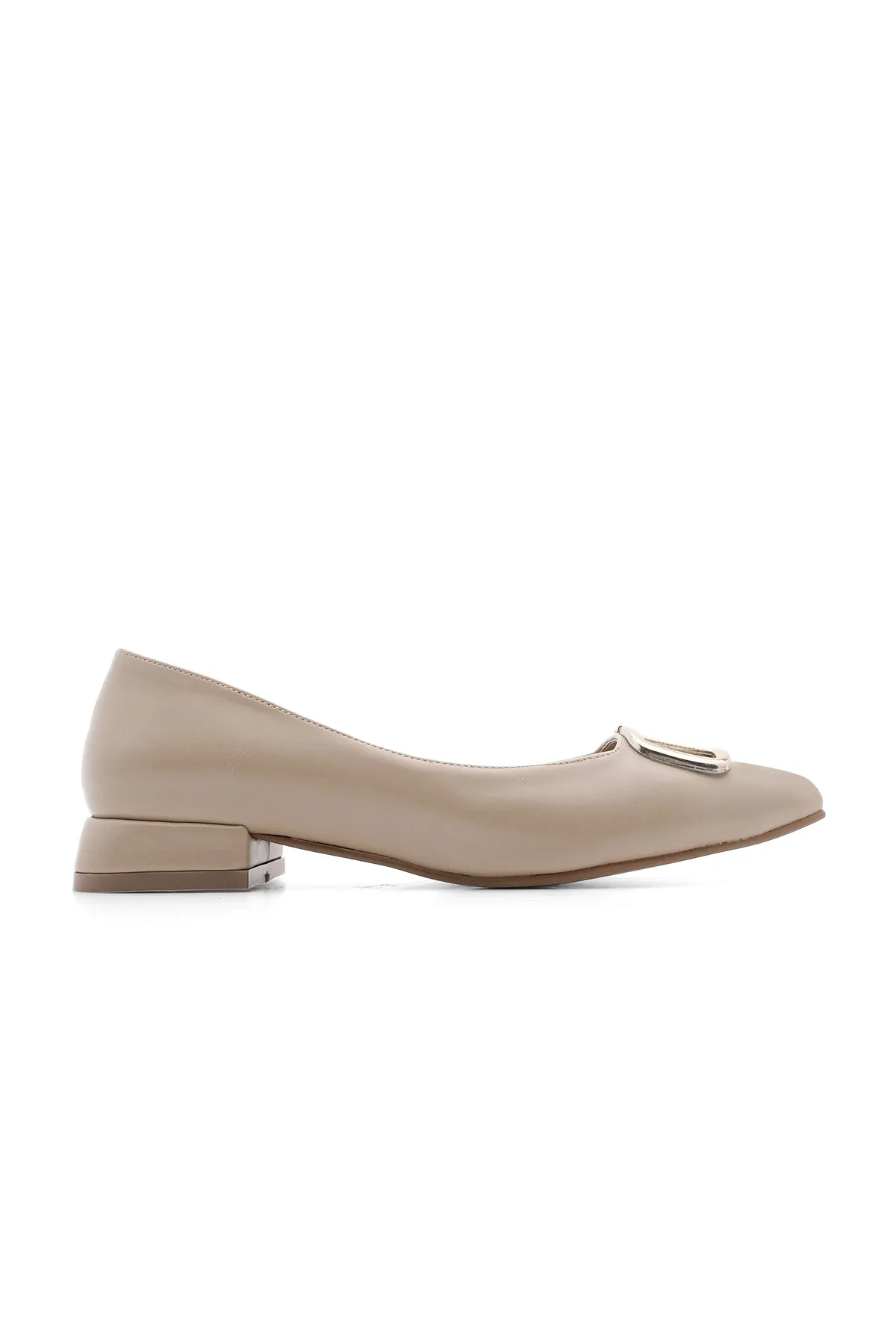 Marjin  Ballerinas mit spitzer Spitze und Schnalle für Damen Porek Beige