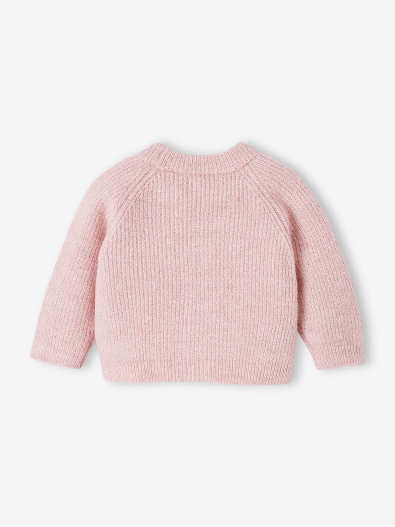 Gilet bébé en côtes perlées lilas