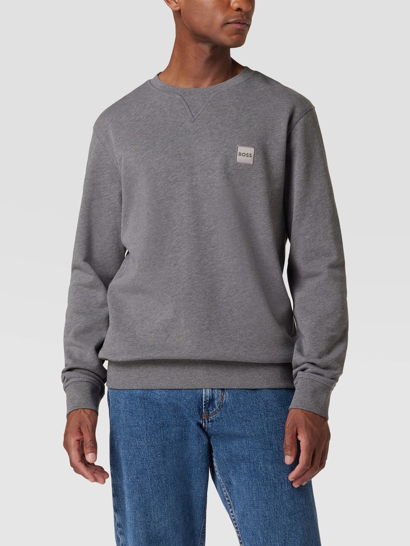 Sweatshirt mit Logo-Patch Modell 'WESTART' in mittelgrau