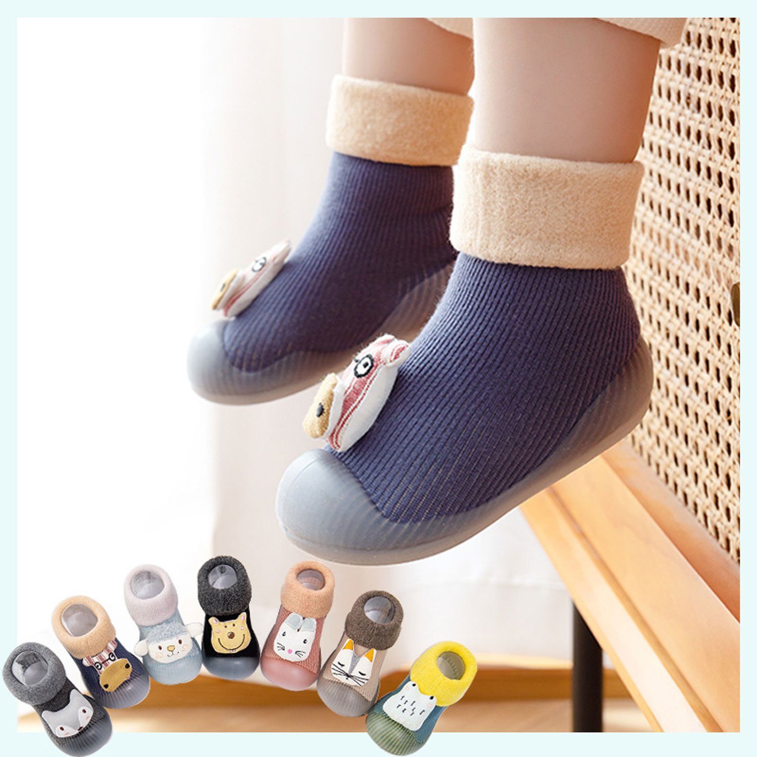MAGICSHE Warme Kleinkind Hausschuhe Indoor niedlich Schuhe Lauflernschuh
