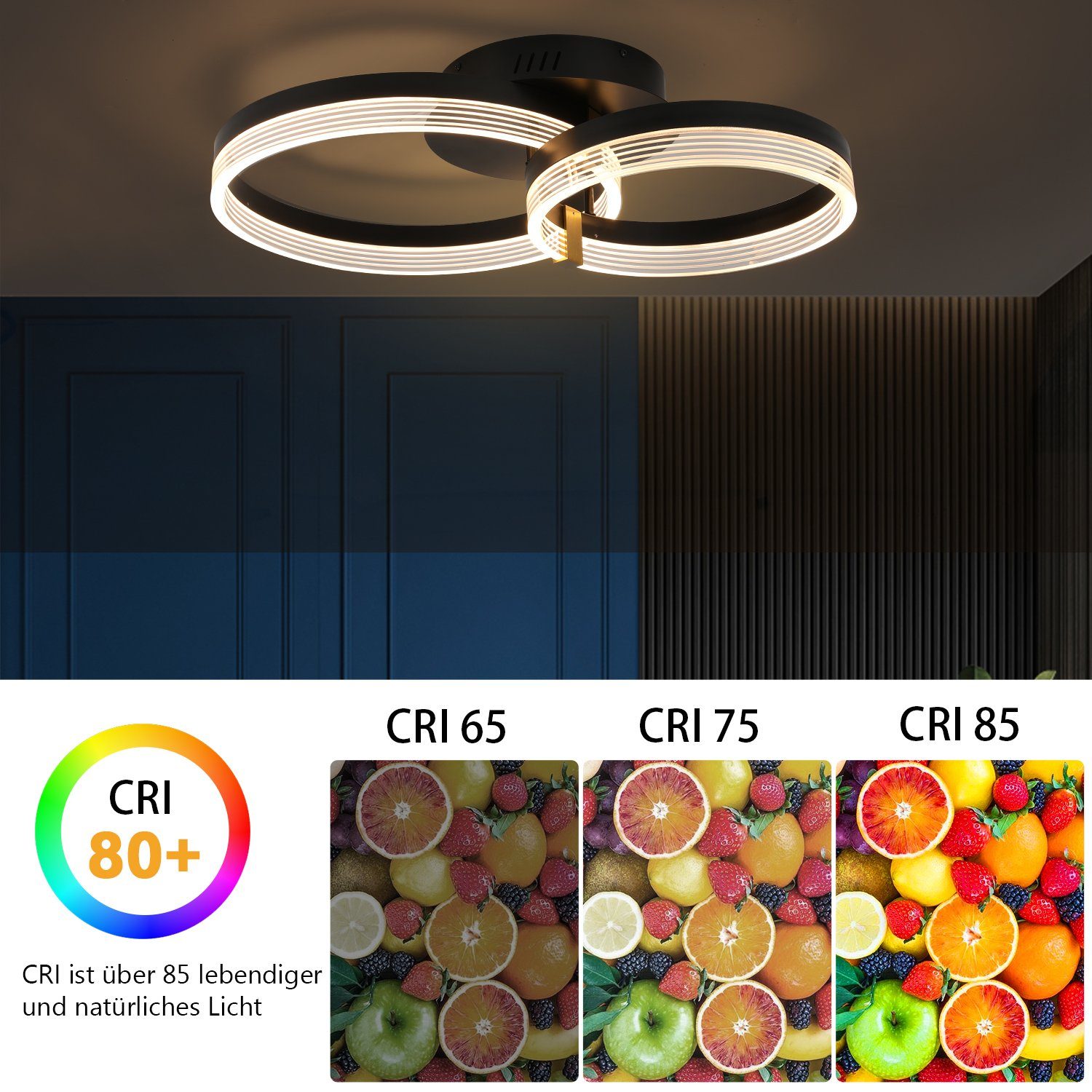 iscooter Deckenleuchte LED Deckenleuchte Dimmbar 3000K - 6500K, 42W Moderne LED Deckenleuchte, LED fest integriert, Warmweiß, Neutralweiß, Kaltweiß, für Schlafzimmer, Küchen, Flure, Haustüren, Kinderzimmer, φ30+40+50cm