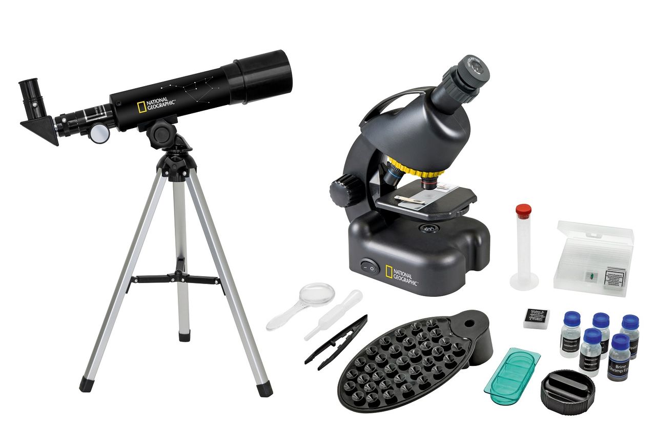 Bresser National Geographic® Kompakt Teleskop   Mikroskop mit Smartphonehalterung