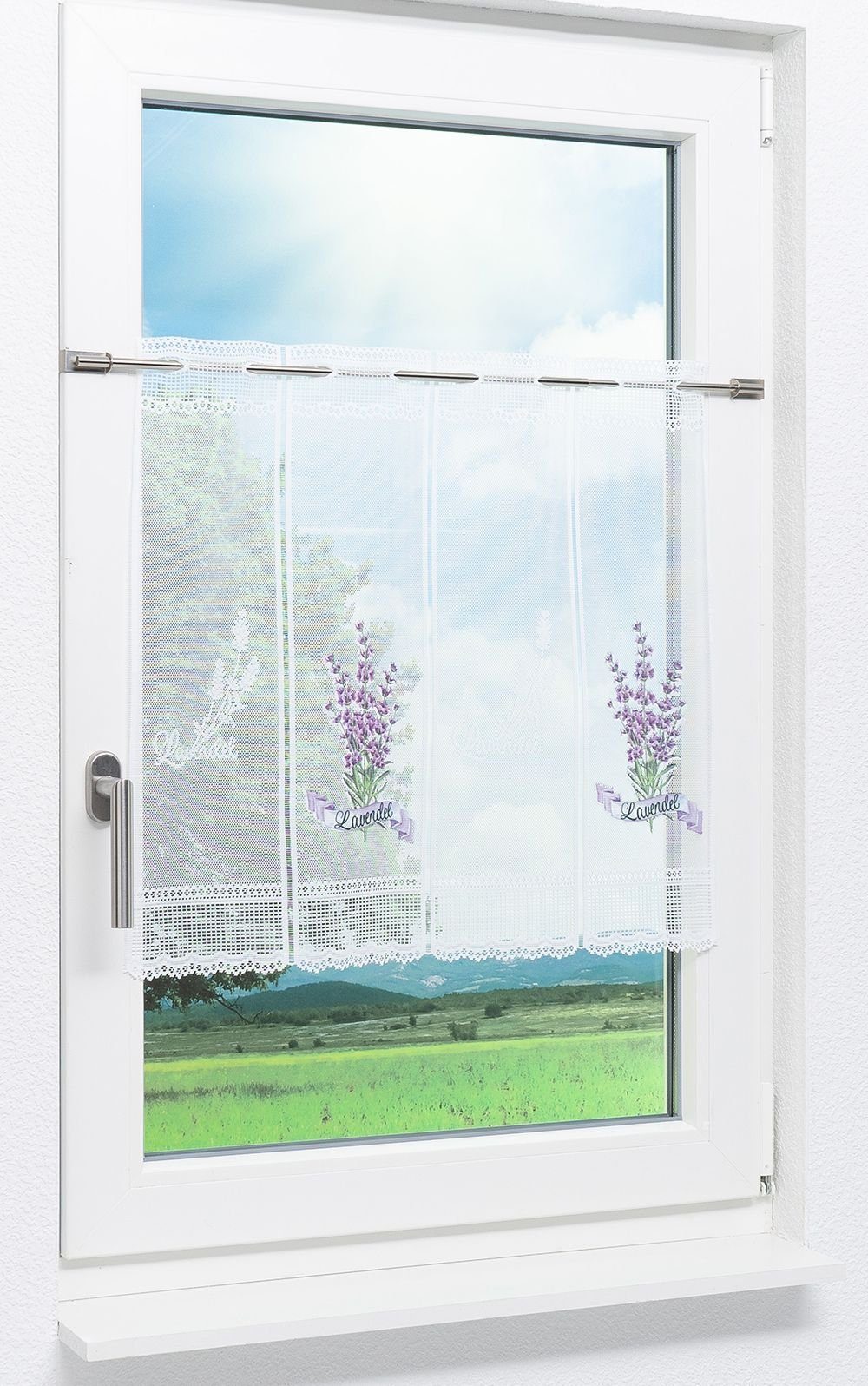 Scheibengardine Lavendeldekor, LYSEL®, (1 St), transparent, HxB 45x46.2cm