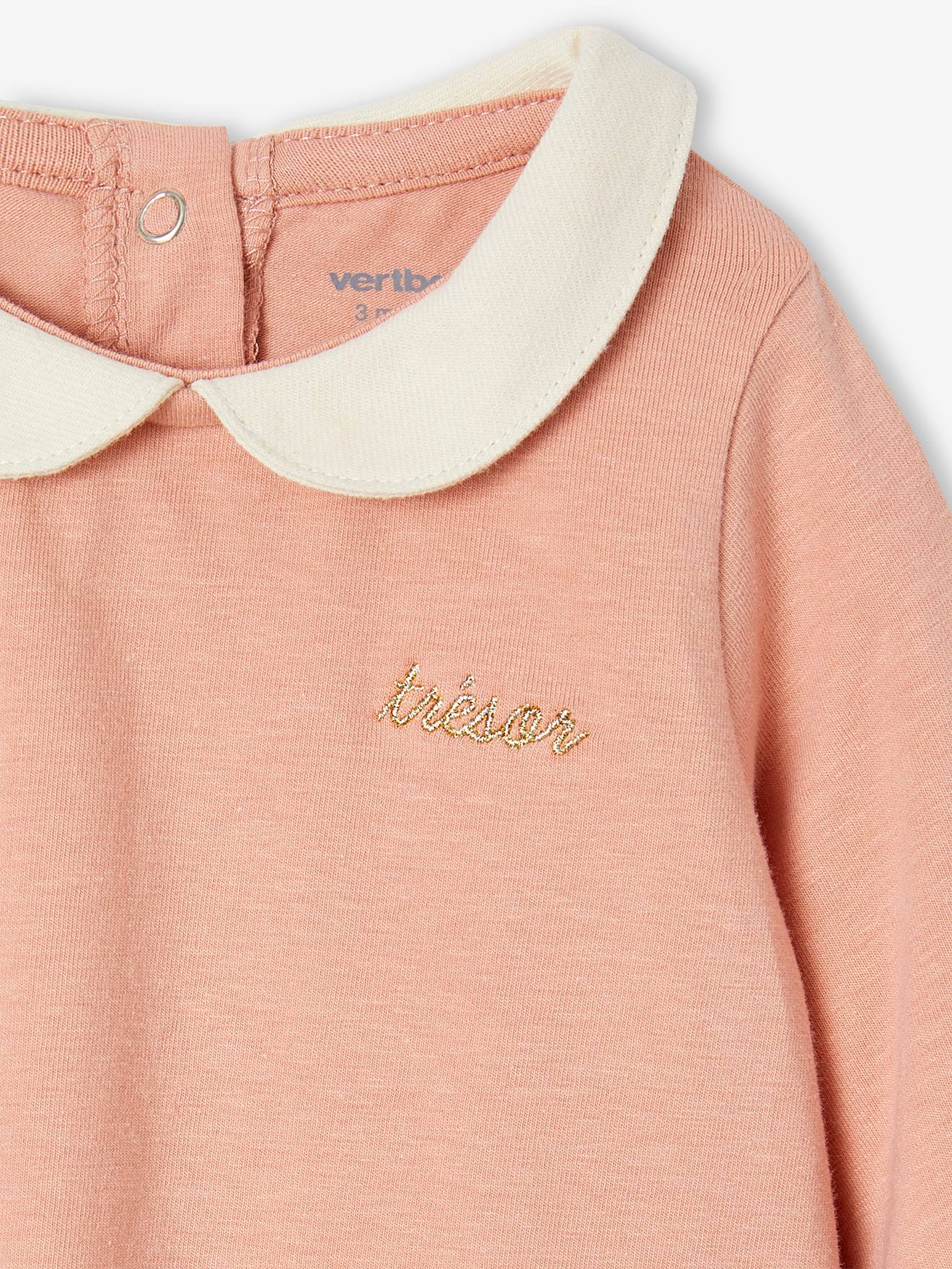 Lot de 2 bodies bébé manches longues vieux rose