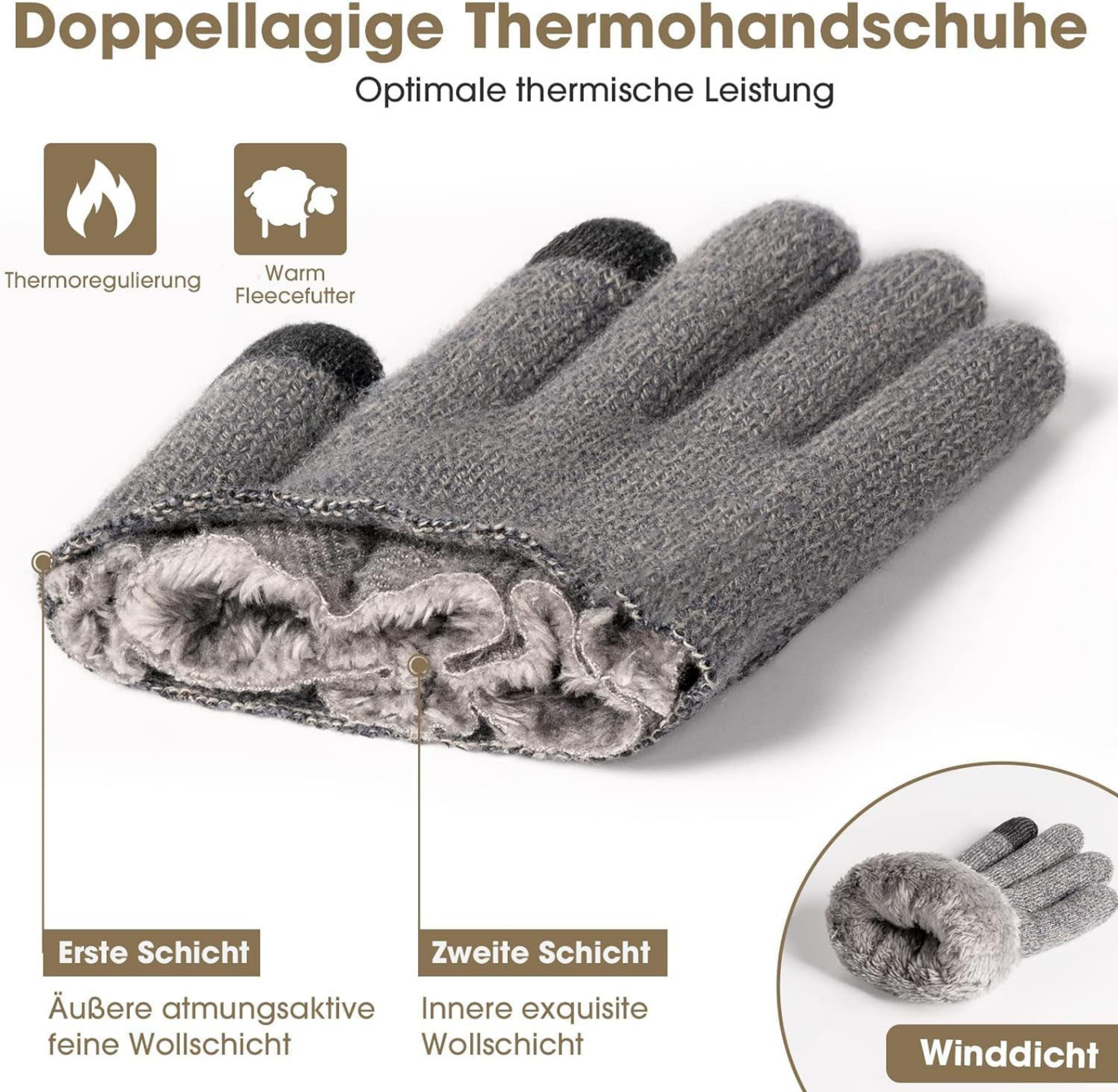Coonoor Strickhandschuhe Touchscreen Stoff Handschuhe, Winter, Unisex