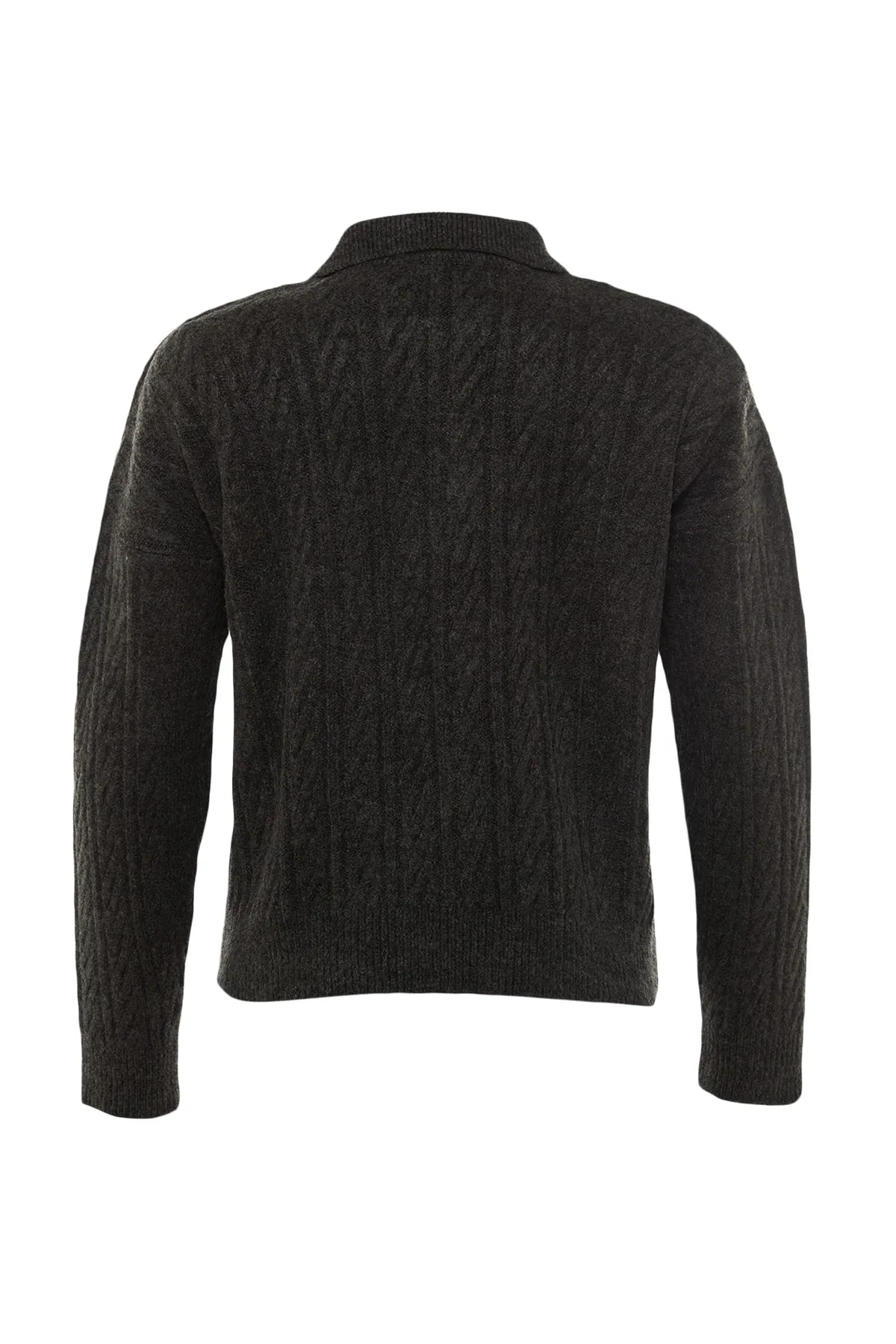 Trendyol Collection  Anthrazitfarbener, weicher, strukturierter Strickpullover mit weiter Passform TWOAW21KZ2635