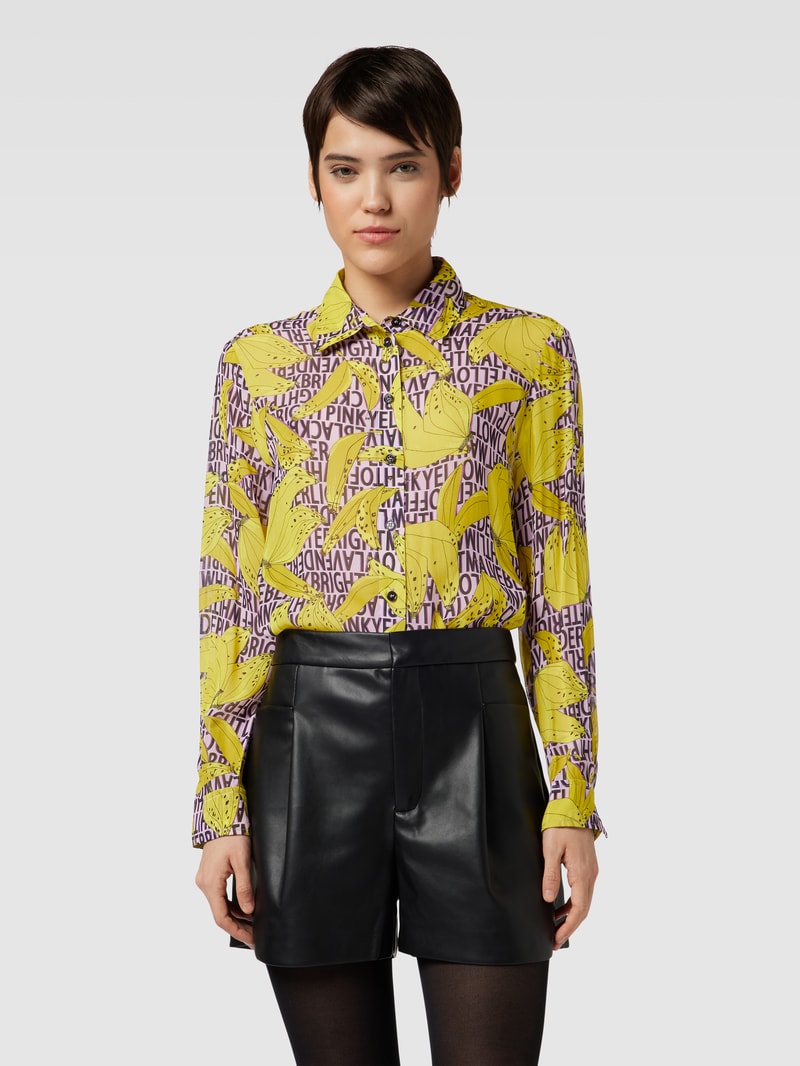 Hemdbluse mit Allover-Print in flieder