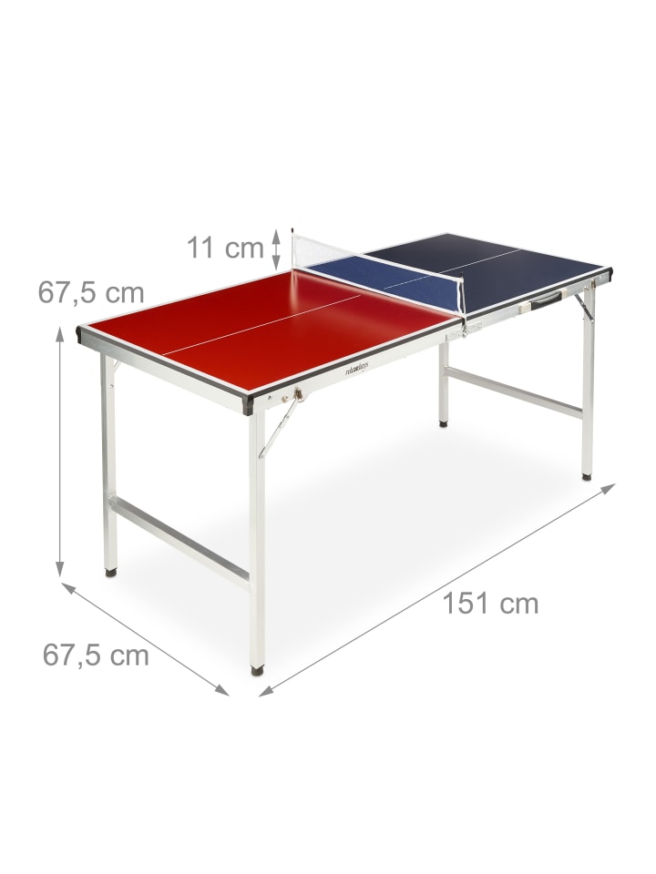 relaxdays Tischtennisplatte in Blau/Rot mit 2 Schlägern und 3 Bällen günstig kaufen onesize