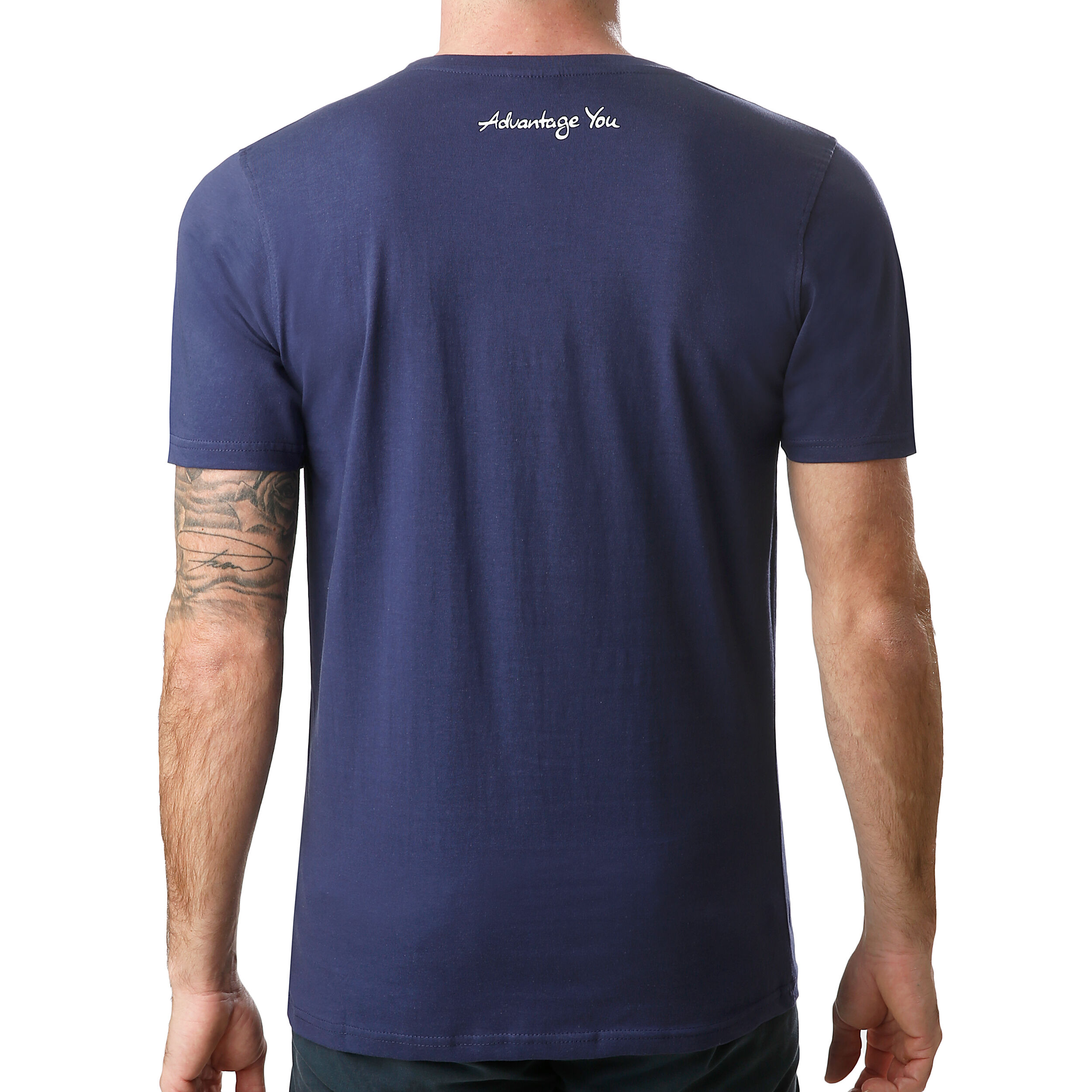 Basic Cotton T-Shirt Herren - Dunkelblau, Weiß