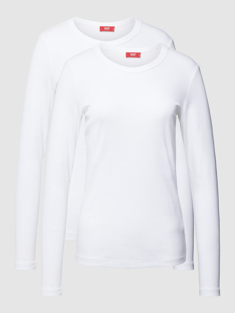 Longsleeve mit U-Ausschnitt in weiß