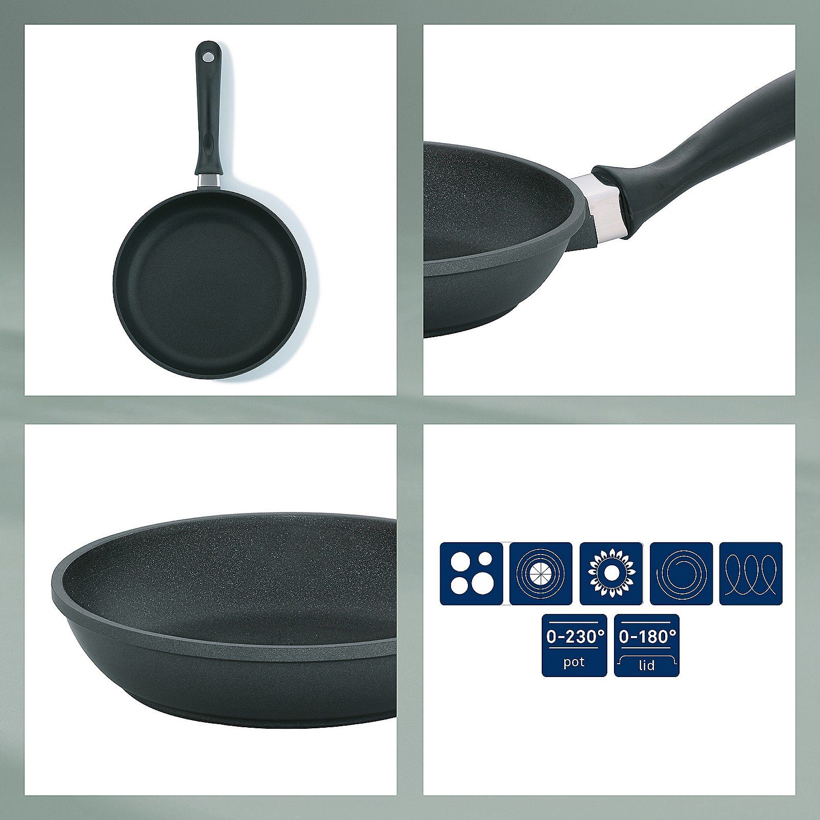 kela Bratpfanne Kerros, Aluminium, Allherdboden, hitzebeständig bis 180°C, Antihaftbeschichtung
