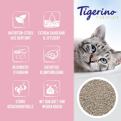Tigerino Premium Katzenstreu – Weiße-Rosen-Duft