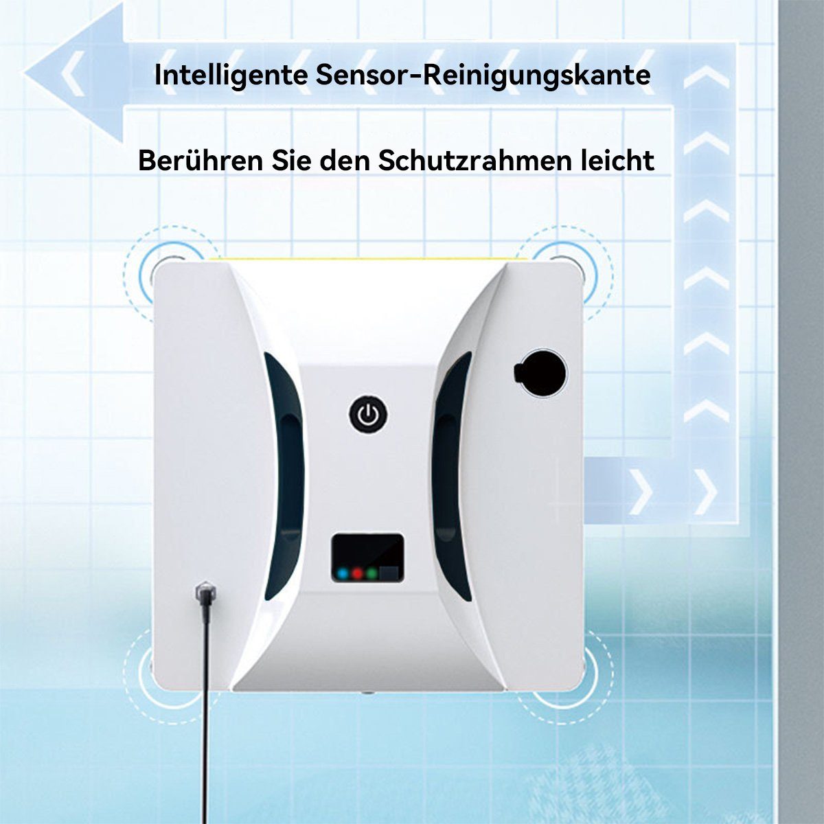 Hikeren Fensterputzroboter 80W Fenstersauger,2800Pa,Automatischer Fensterputzer,40 ml Wassertank