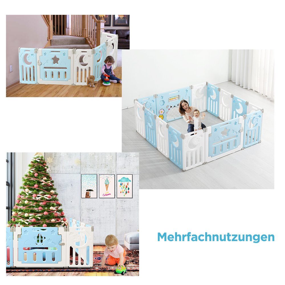 Dripex Laufgitter Laufgitter Laufstall Baby Absperrgitter 14-Paneele Schutzgitter