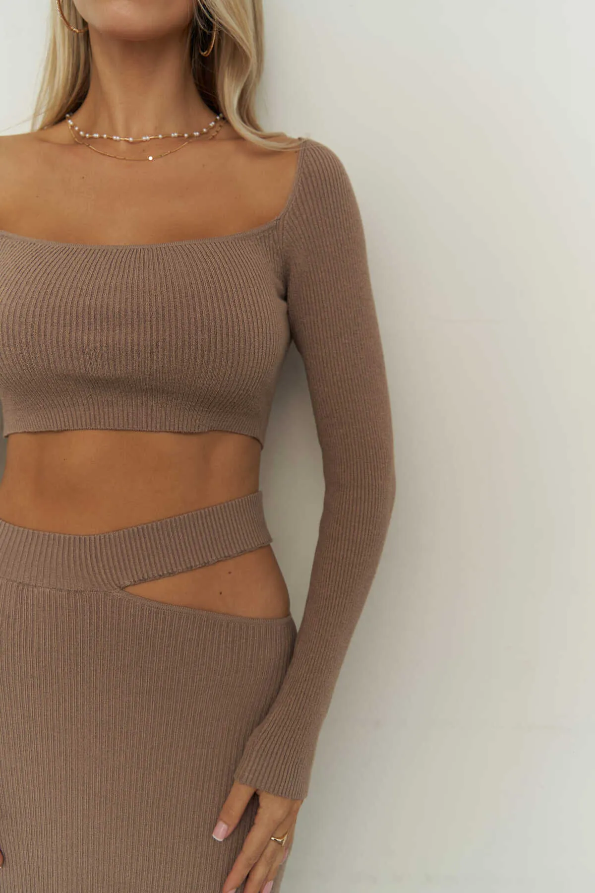 MCLLCTN  Sabrina Nerzstrickrock-Crop-Set