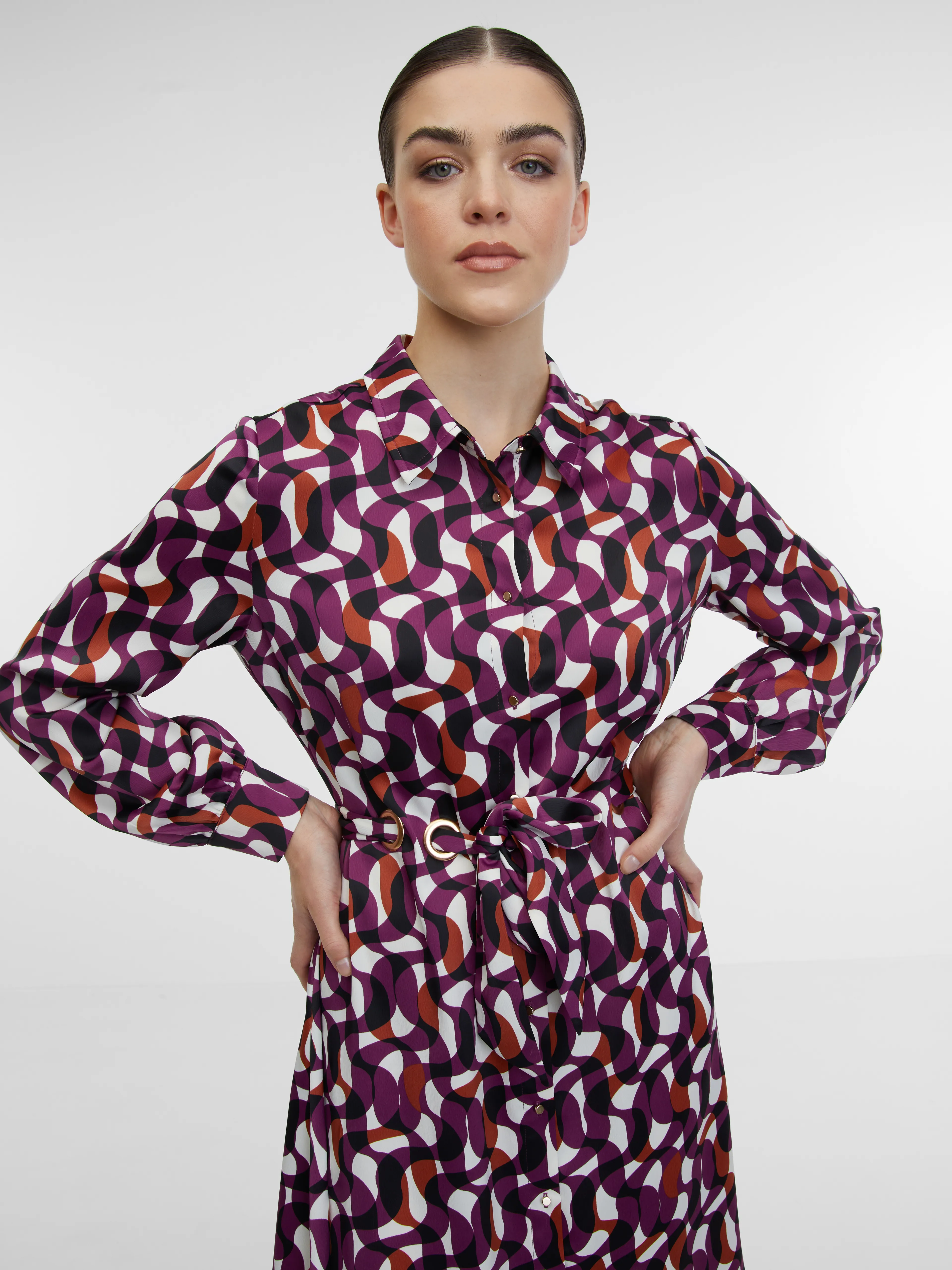 Lila gemustertes Hemdkleid Damen ORSAY