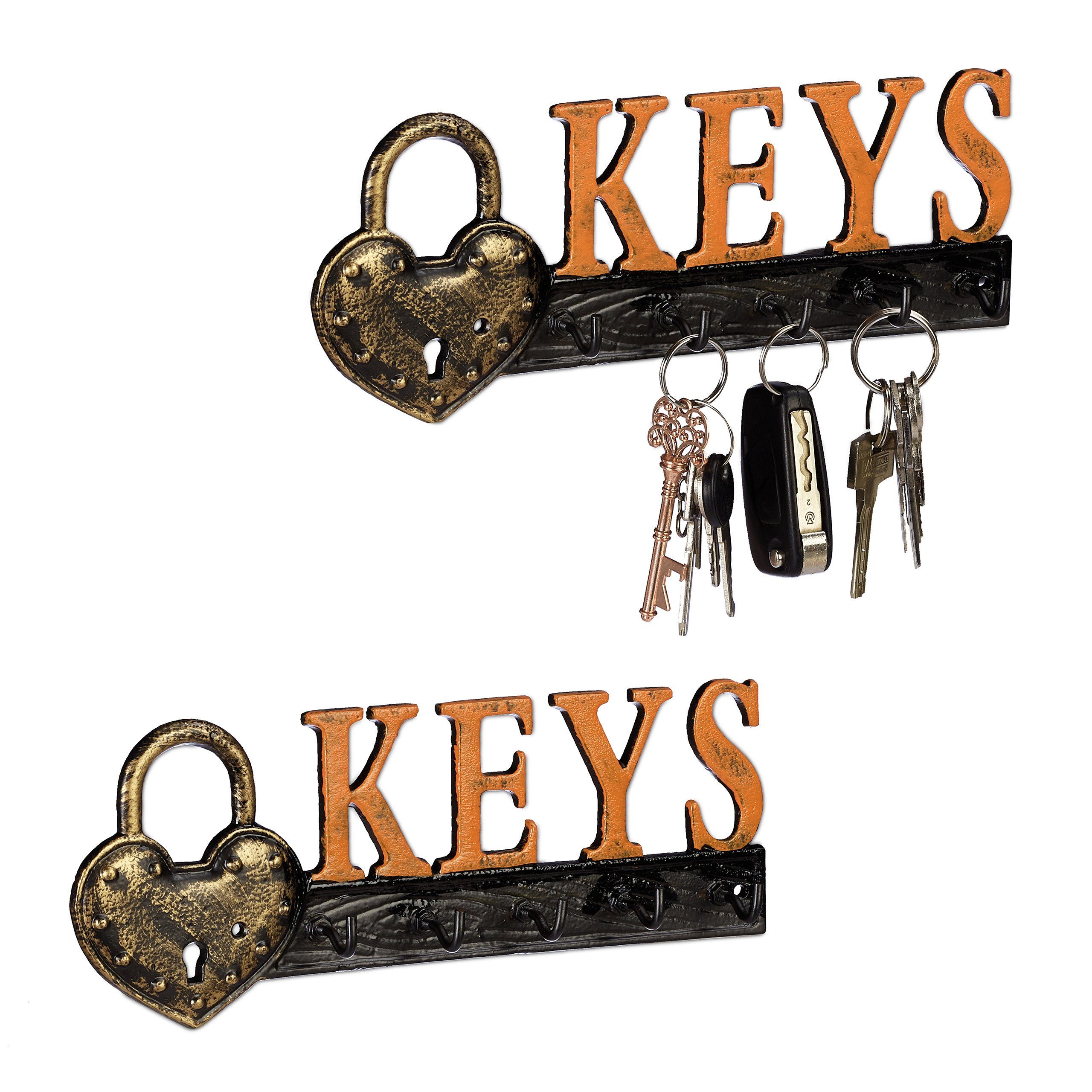 relaxdays Schlüsselbrett 2 x Schlüsselbrett Keys