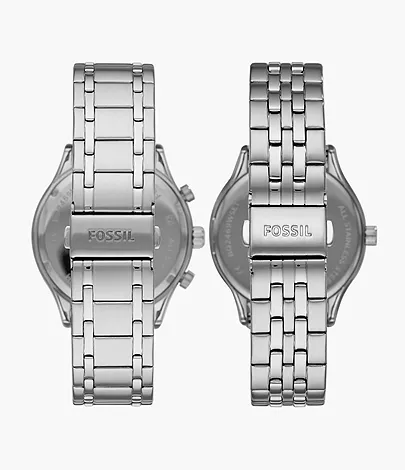 Fossil Outlet Geschenkset Uhren Fenmore His and Hers Multifunktionswerk Edelstahl