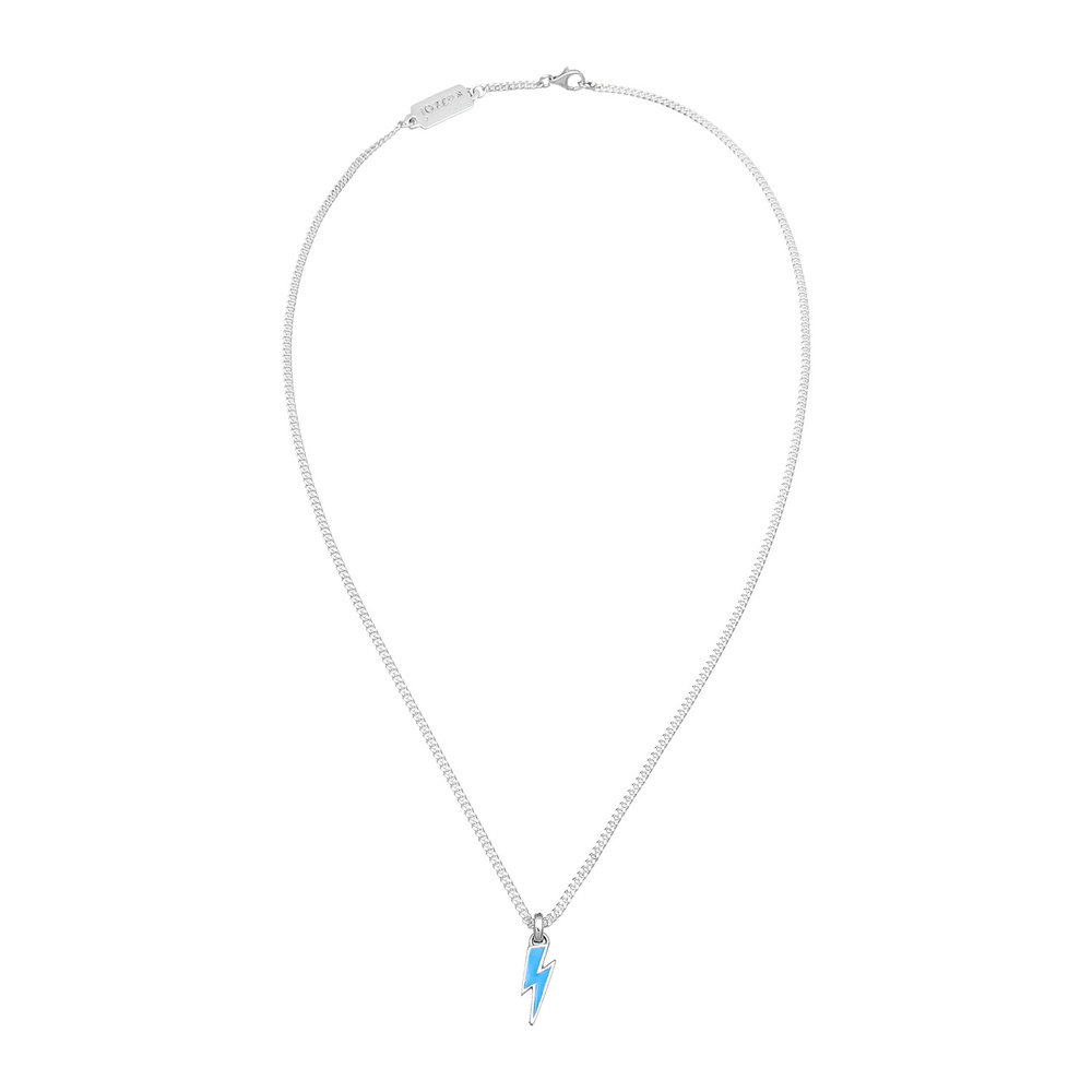 KUZZOI KUZZOI Collier Hommes Pendentif foudre Basique avec émail en Argent Sterling 925 collier