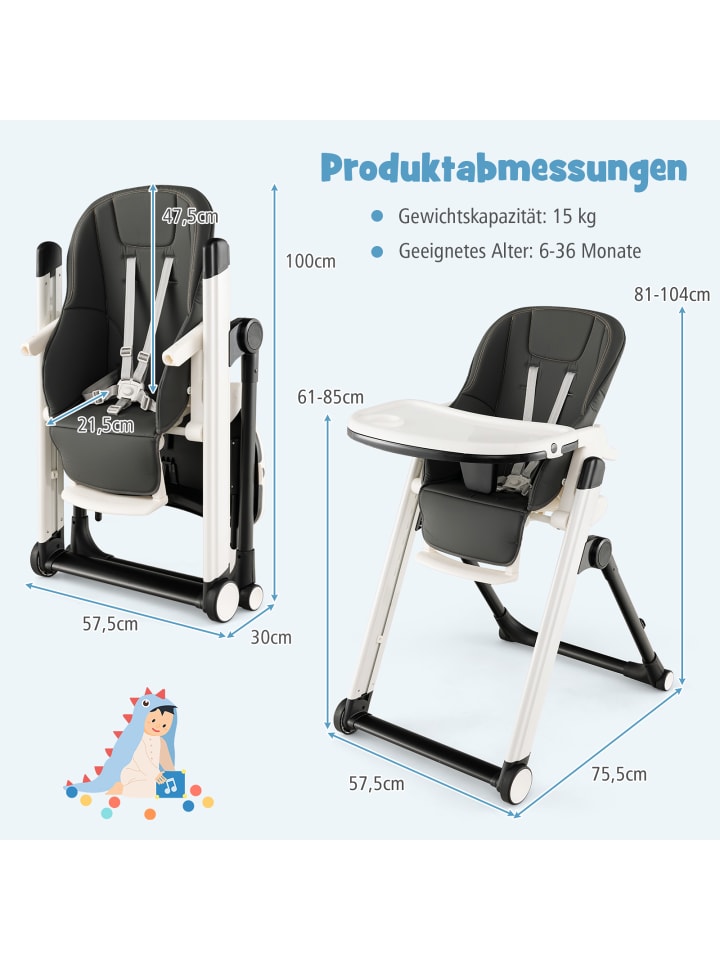 COSTWAY 5 in 1 Hochstuhl 6-36 Monate in Grau günstig kaufen onesize