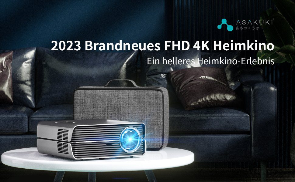 Asakuki Native1080P 5G WLAN Bluetooth, Deckenmontage Portabler Projektor (12000 lm, 12000:1, 1920 x 1080 px, Maximale 200
