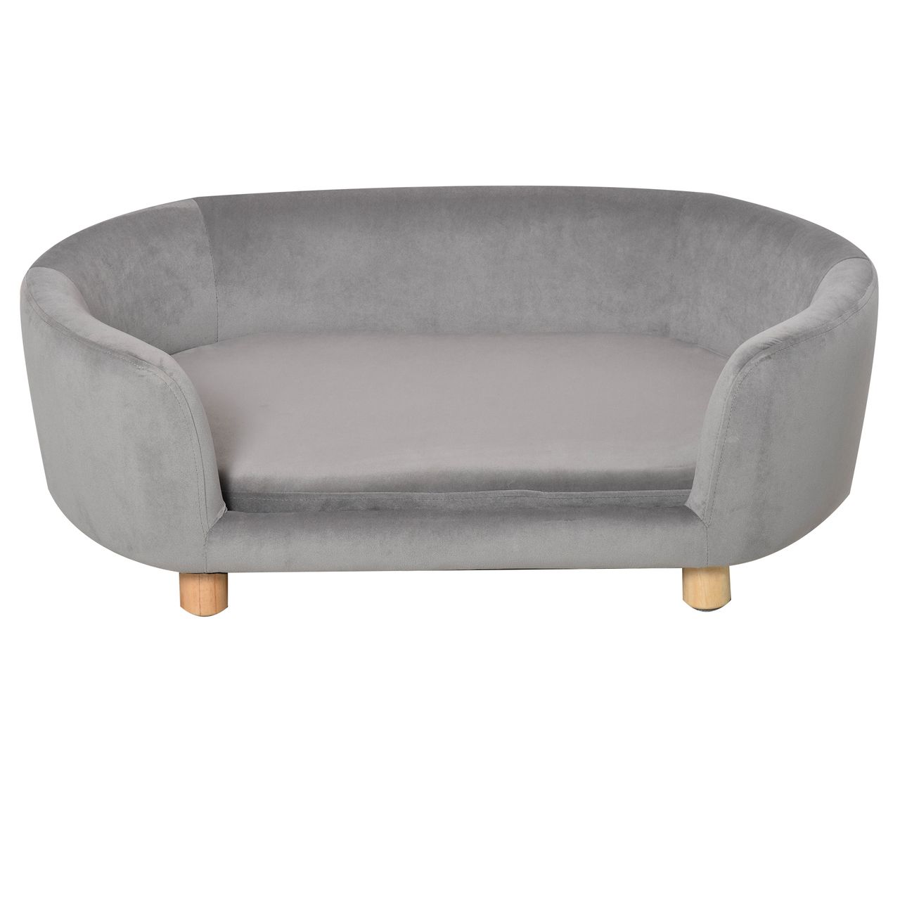 PawHut Katzensofa Haustiersofa Hundesofa Samt moderne Hellgrau
