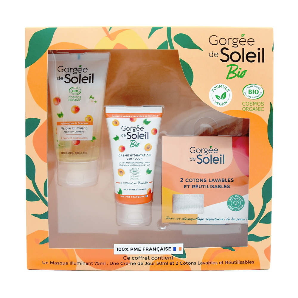 gorgée de soleil COFFRET BIO COSMOS CRÈME - MASQUE - CARRÉS DÉMAQUILLANTS Coffret