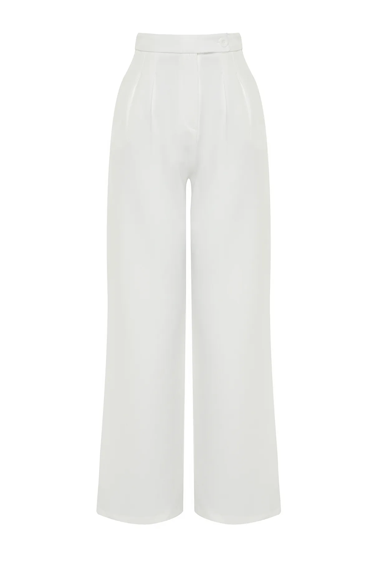 Trendyol Collection  Ecru-weites Bein/weites Bein, gewebte Hose mit hoher Taille TWOAW22PL0066