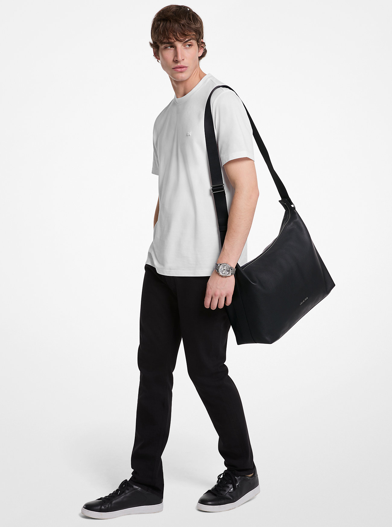 Hudson Pebbled Lær Hobo Bag - SVART