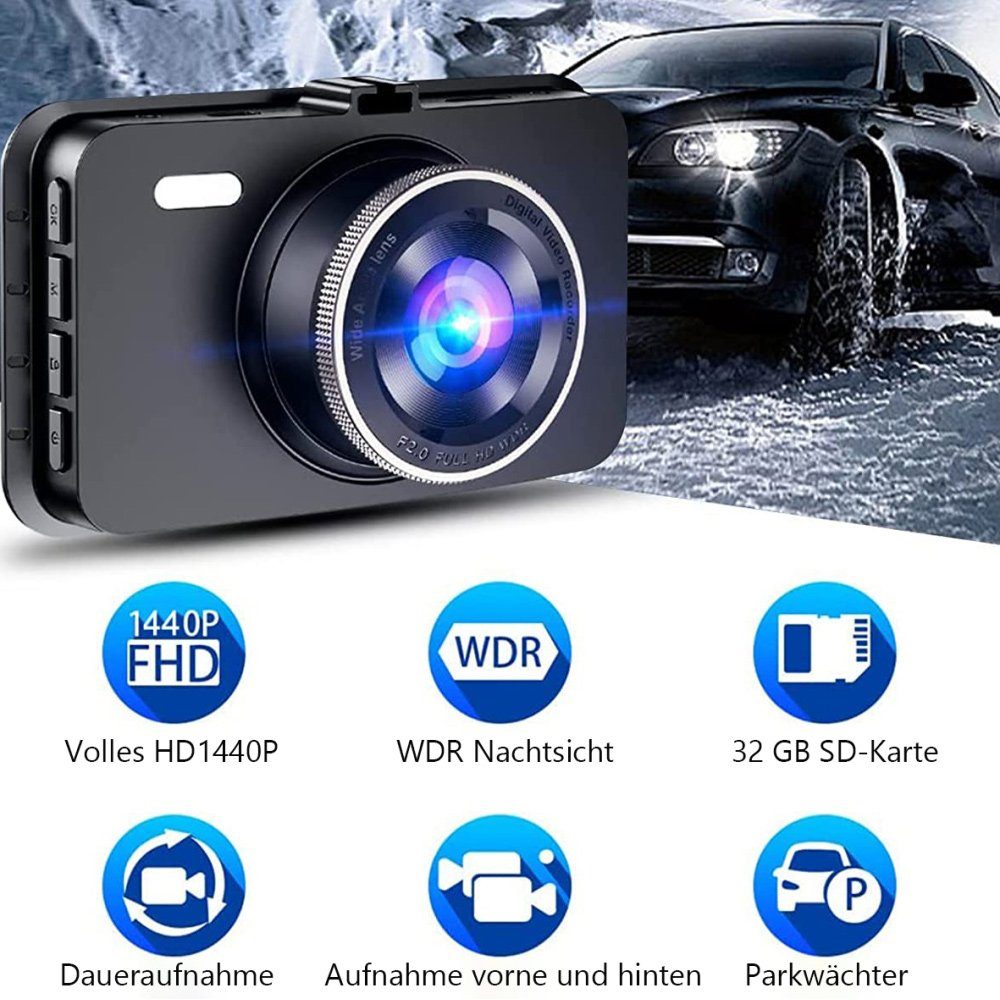 GelldG Dashcam Full HD 1440P Autokamera 3-Zoll-LCD-Bildschirm Dashcam