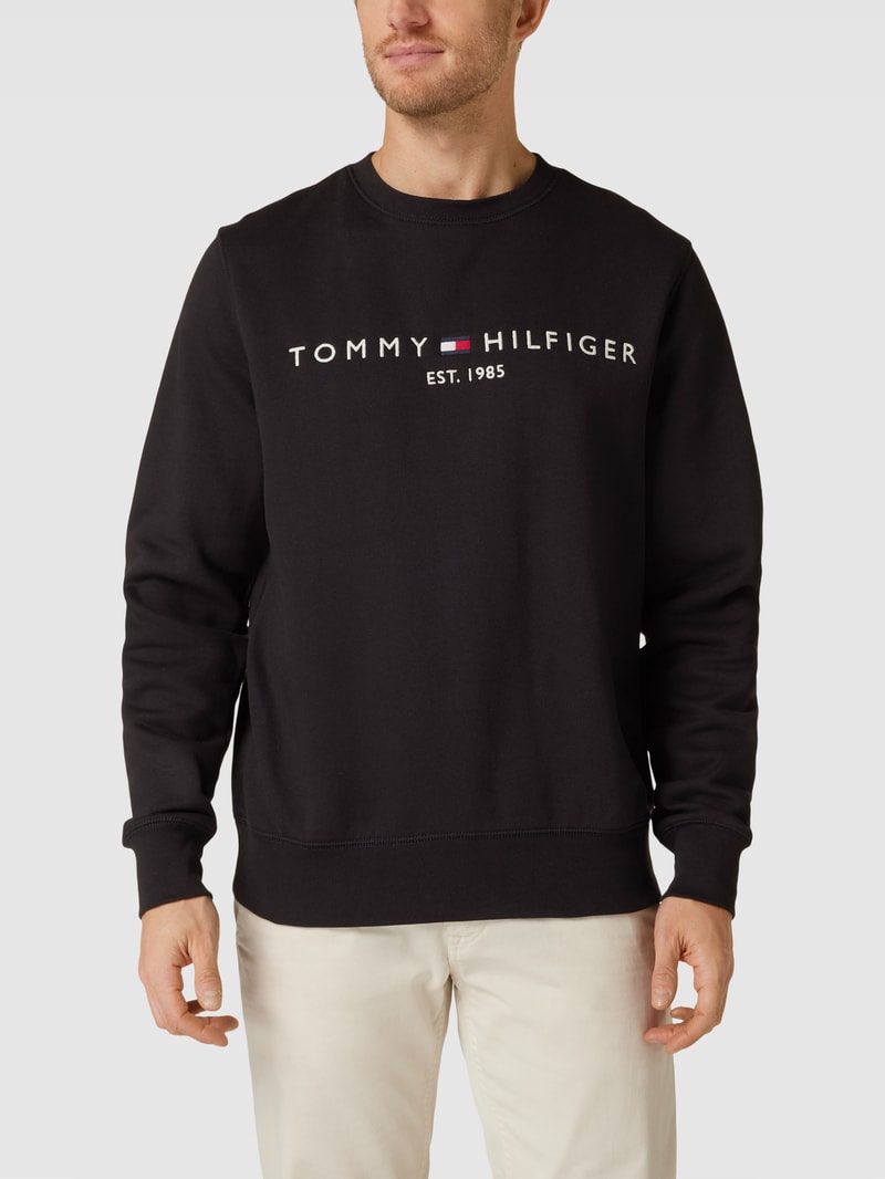 Sweatshirt mit Label-Stitching Modell 'TOMMY LOGO SWEAT' in schwarz