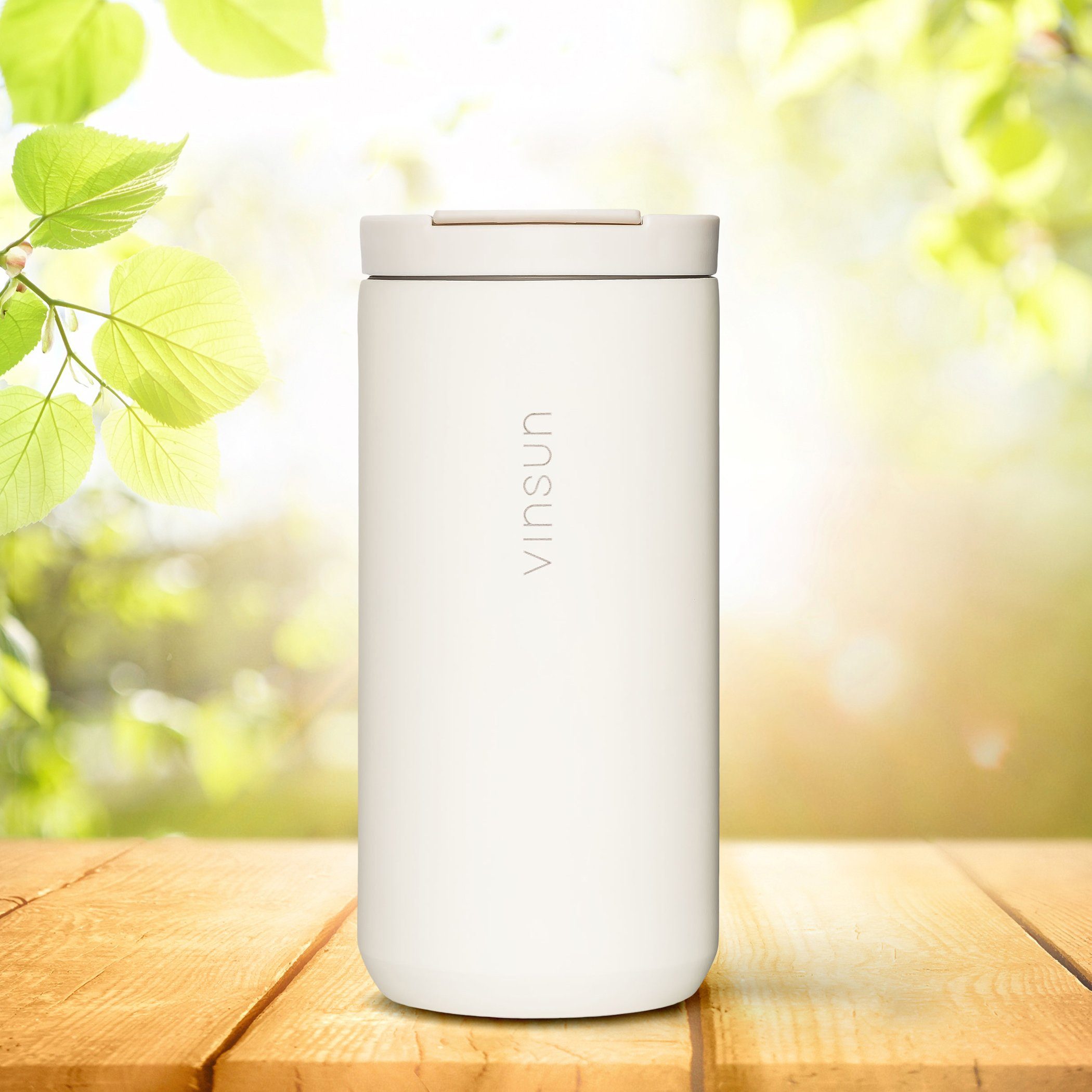 Vinsun Thermobecher Isolierbecher 380ml mit Trinköffnung - Kaffeebecher für unterwegs, Edelstahl, auslaufsicher, bruchfest, für heiße und kalte Getränke